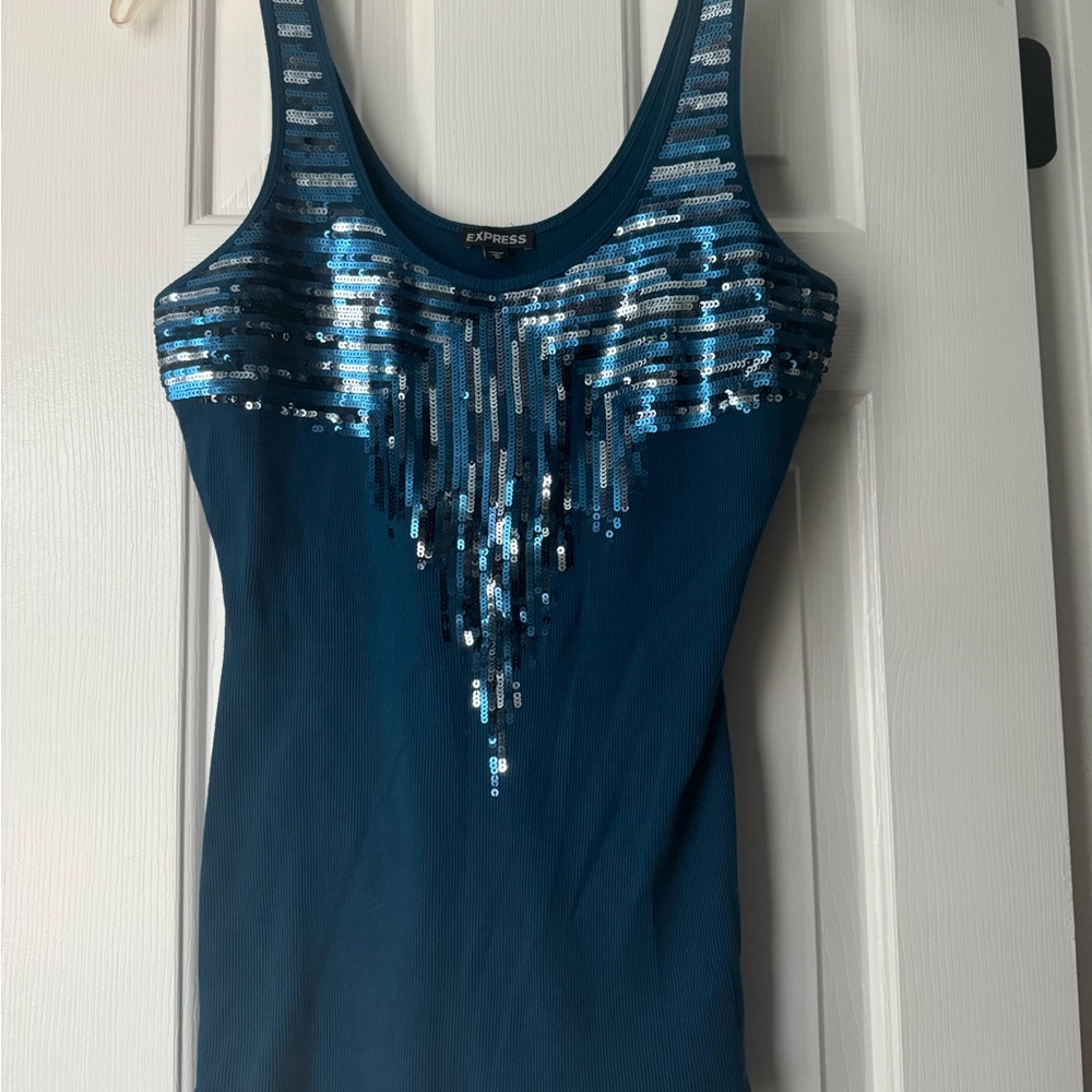 Express Teal Sequin Women's Top